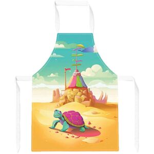 Warren Reed - Designer Turtle On A Beach Holiday Apron in Yellow Yellow Warren Reed - Designer Turtle On A Beach Holiday Apron in Yellow Yellow