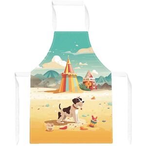 Warren Reed - Designer Doggy On A Beach Holiday Junior Apron in Yellow Yellow Warren Reed - Designer Doggy On A Beach Holiday Junior Apron in Yellow Yellow