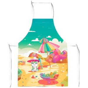 Warren Reed - Designer Kitten On A Beach Holiday Apron in Yellow Yellow Warren Reed - Designer Kitten On A Beach Holiday Apron in Yellow Yellow