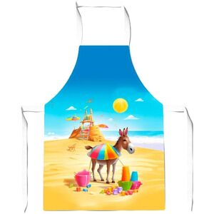 Warren Reed - Designer Donkey On A Beach Holiday Apron in Yellow Yellow Warren Reed - Designer Donkey On A Beach Holiday Apron in Yellow Yellow