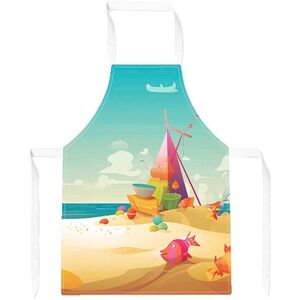 Warren Reed - Designer Fish On A Beach Holiday Junior Apron in Yellow Yellow Warren Reed - Designer Fish On A Beach Holiday Junior Apron in Yellow Yellow