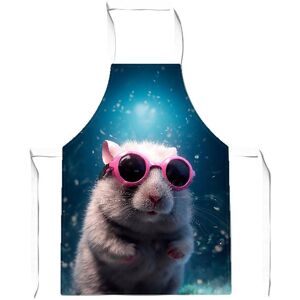 Warren Reed - Designer Splashart DoorMouse with Pink Glasses Apron Pink Warren Reed - Designer Splashart DoorMouse with Pink Glasses Apron Pink