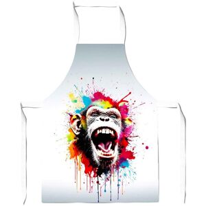 Warren Reed - Designer Coloured Splashart Crazy Monkey Face Junior Apron in Red Red Warren Reed - Designer Coloured Splashart Crazy Monkey Face Junior Apron in Red Red