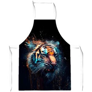 Warren Reed - Designer Tiger Face Splashart Dark Background Junior Apron in Brown Brown Warren Reed - Designer Tiger Face Splashart Dark Background Junior Apron in Brown Brown