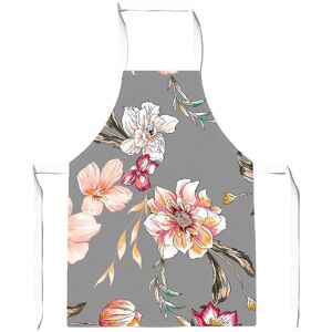 Warren Reed - Designer Peony, Lily, Tulip, Daisy Colorful On Grey Background Apron Grey Warren Reed - Designer Peony, Lily, Tulip, Daisy Colorful On Grey Background Apron Grey