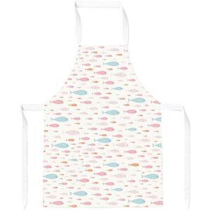 Warren Reed - Designer Hand Drawn Swimming Fish Apron in Pink Pink Warren Reed - Designer Hand Drawn Swimming Fish Apron in Pink Pink