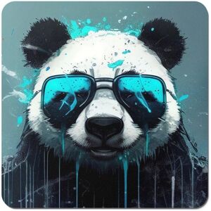 Warren Reed - Designer Panda With Blue Glasses Splashart Coasters - Set of 4 Blue Warren Reed - Designer Panda With Blue Glasses Splashart Coasters - Set of 4 Blue