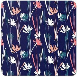 Warren Reed - Designer Hand Drawn Wild Flowers Coasters - Set of 4 in Blue Blue Warren Reed - Designer Hand Drawn Wild Flowers Coasters - Set of 4 in Blue Blue