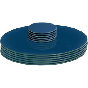 Harbour Housewares 12pc Round Glass Placemats & Round Coasters Set - 30cm Protection Mats in Blue Blue Harbour Housewares 12pc Round Glass Placemats & Round Coasters Set - 30cm Protection Mats in Blue Blue
