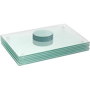 Harbour Housewares 12pc Glass Placemats & Round Coasters Set - 40 x 30cm Protection Mats in Clear Size: 40 x 30 cm Clear 40 x 30 cm Harbour Housewares 12pc Glass Placemats & Round Coasters Set - 40 x 30cm Protection Mats in Clear Size: 40 x 30 cm Clear 40 x 30 cm