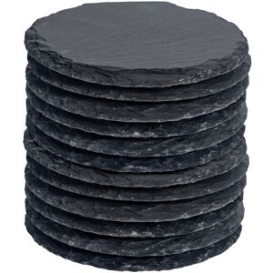 Argon Tableware Round Slate Coasters - 10cm - 12x Natural Black Stone Home Kitchen Drink Coffee Cup Glass Holder Table Mat Placemats Black Argon Tableware Round Slate Coasters - 10cm - 12x Natural Black Stone Home Kitchen Drink Coffee Cup Glass Holder Table Mat Placemats Black