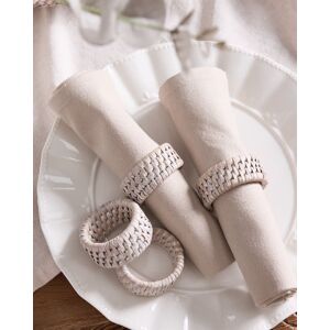 Dibor Set of 4 White Rattan Dining Table Napkin Rings in Natural Natural Dibor Set of 4 White Rattan Dining Table Napkin Rings in Natural Natural