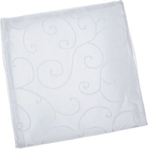 Neel Blue Damask Scrolled Leaves Pattern Polyester Napkin in White White Neel Blue Damask Scrolled Leaves Pattern Polyester Napkin in White White