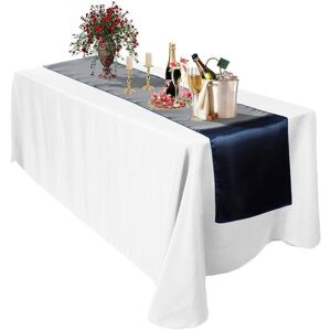 Neel Blue Satin Table Runner, 11" x 108" in Navy Navy Neel Blue Satin Table Runner, 11" x 108" in Navy Navy