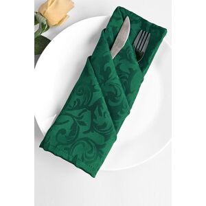 Neel Blue Damask Scrolled Leaves Pattern Polyester Napkin in Green Green Neel Blue Damask Scrolled Leaves Pattern Polyester Napkin in Green Green