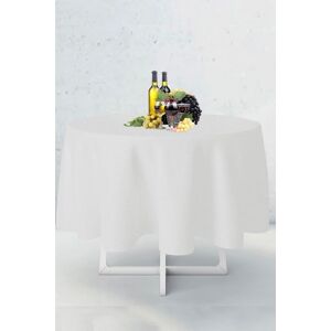 Neel Blue 178cm Round Polyester Tablecloth, Premium Circular Linen Table Cover in White White Neel Blue 178cm Round Polyester Tablecloth, Premium Circular Linen Table Cover in White White