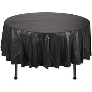 Neel Blue 84" Round PVC Tablecloth, Disposable Plastic Table Cover in Black Black Neel Blue 84" Round PVC Tablecloth, Disposable Plastic Table Cover in Black Black
