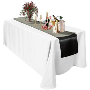 Neel Blue Satin Table Runner, 11" x 108" in Black Black Neel Blue Satin Table Runner, 11" x 108" in Black Black