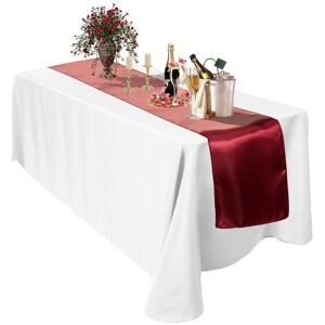 Neel Blue Satin Table Runner, 11" x 108" in Burgundy Burgundy Neel Blue Satin Table Runner, 11" x 108" in Burgundy Burgundy