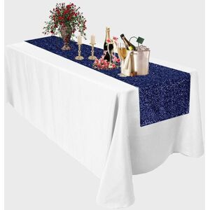 Neel Blue Glitter Sequin Table Runner - 11" x 108" in Navy Navy Neel Blue Glitter Sequin Table Runner - 11" x 108" in Navy Navy