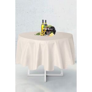 Neel Blue 228cm Round Polyester Tablecloth, Premium Circular Linen Table Cover in Ivory Ivory Neel Blue 228cm Round Polyester Tablecloth, Premium Circular Linen Table Cover in Ivory Ivory
