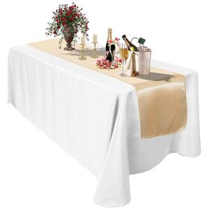 Neel Blue Satin Table Runner, 11" x 108" in Metallic Gold Metallic Gold Neel Blue Satin Table Runner, 11" x 108" in Metallic Gold Metallic Gold
