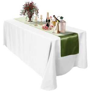 Neel Blue Satin Table Runner, 11" x 108" in Light Green Light Green Neel Blue Satin Table Runner, 11" x 108" in Light Green Light Green