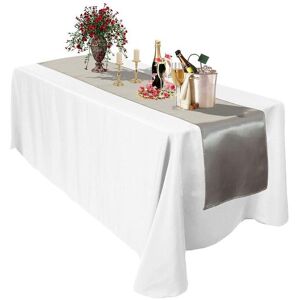 Neel Blue Satin Table Runner, 11" x 108" in Silver Silver Neel Blue Satin Table Runner, 11" x 108" in Silver Silver