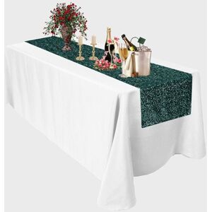 Neel Blue Glitter Sequin Table Runner - 11" x 108" in Dark Green Dark Green Neel Blue Glitter Sequin Table Runner - 11" x 108" in Dark Green Dark Green