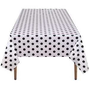 Neel Blue Black Polka Dot Tablecloth, Plastic Table Cover, 137cm x 274cm in White Size: 137 cm x 274 cm White 137 cm x 274 cm Neel Blue Black Polka Dot Tablecloth, Plastic Table Cover, 137cm x 274cm in White Size: 137 cm x 274 cm White 137 cm x 274 cm