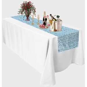 Neel Blue Glitter Sequin Table Runner - 11" x 108" in Baby Blue Baby Blue Neel Blue Glitter Sequin Table Runner - 11" x 108" in Baby Blue Baby Blue