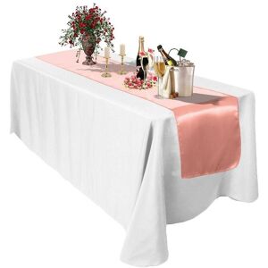 Neel Blue Satin Table Runner, 11" x 108" in Coral Coral Neel Blue Satin Table Runner, 11" x 108" in Coral Coral