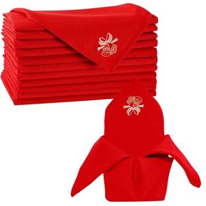Neel Blue Red Christmas Table Napkin with Jingle Bell Embroidery - 20" x 20" Red Neel Blue Red Christmas Table Napkin with Jingle Bell Embroidery - 20" x 20" Red