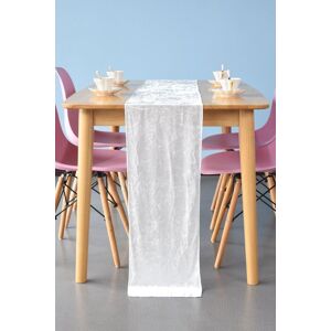 Neel Blue Crushed Velvet Table Runner, 33cm x 274cm in Ivory Size: 33 cm x 274 cm Ivory 33 cm x 274 cm Neel Blue Crushed Velvet Table Runner, 33cm x 274cm in Ivory Size: 33 cm x 274 cm Ivory 33 cm x 274 cm