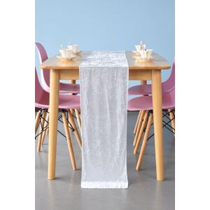 Neel Blue Crushed Velvet Table Runner, 33cm x 274cm in White Size: 33 cm x 274 cm White 33 cm x 274 cm Neel Blue Crushed Velvet Table Runner, 33cm x 274cm in White Size: 33 cm x 274 cm White 33 cm x 274 cm