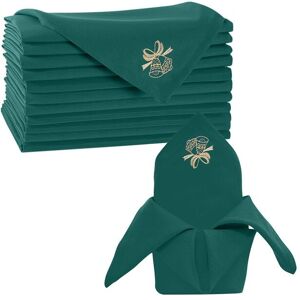 Neel Blue Green Christmas Table Napkin with Jingle Bell Embroidery - 20" x 20", 10pcs Green Neel Blue Green Christmas Table Napkin with Jingle Bell Embroidery - 20" x 20", 10pcs Green