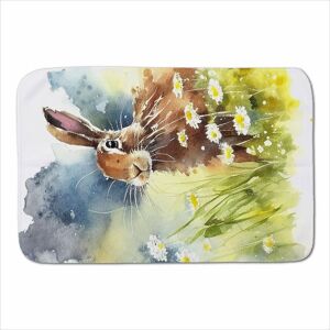 Warren Reed - Designer Hare & Daisies Watercolour Sherpa Blanket in Brown Size: Large Brown Large Warren Reed - Designer Hare & Daisies Watercolour Sherpa Blanket in Brown Size: Large Brown Large