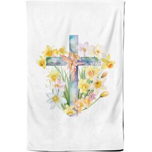 Warren Reed - Designer Easter Cross with Daffodils Watercolour Tea Towel Multicolor Warren Reed - Designer Easter Cross with Daffodils Watercolour Tea Towel Multicolor