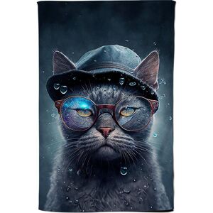 Warren Reed - Designer Russian Blue Cat Splashart Tea Towel Multicolor Warren Reed - Designer Russian Blue Cat Splashart Tea Towel Multicolor
