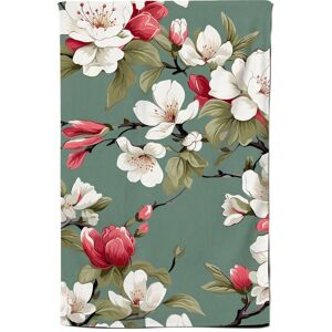 Warren Reed - Designer Pink & White Blossom Tea Towel in Green Green Warren Reed - Designer Pink & White Blossom Tea Towel in Green Green