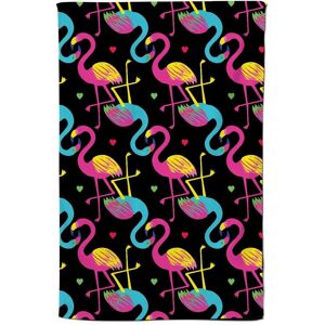 Warren Reed - Designer Vivid Flamingo Pattern Tea Towel in Black Black Warren Reed - Designer Vivid Flamingo Pattern Tea Towel in Black Black