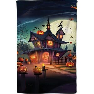 Warren Reed - Designer Spooky Halloween House Tea Towel in Orange Orange Warren Reed - Designer Spooky Halloween House Tea Towel in Orange Orange