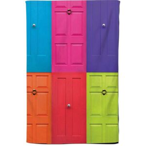 Warren Reed - Designer Colourful English Doors Tea Towel in Red Red Warren Reed - Designer Colourful English Doors Tea Towel in Red Red