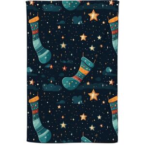 Warren Reed - Designer Christmas Stocking In A Starry Night Sky Tea Towel in Blue Blue Warren Reed - Designer Christmas Stocking In A Starry Night Sky Tea Towel in Blue Blue