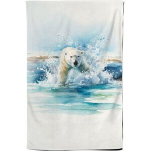 Warren Reed - Designer Hunting Polar Bear Watercolour Tea Towel in Brown Brown Warren Reed - Designer Hunting Polar Bear Watercolour Tea Towel in Brown Brown