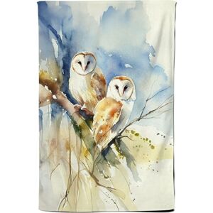 Warren Reed - Designer Barn Owls Watercolour Tea Towel in Brown Brown Warren Reed - Designer Barn Owls Watercolour Tea Towel in Brown Brown