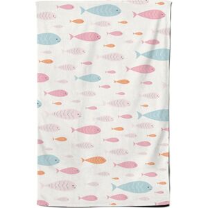 Warren Reed - Designer Hand Drawn Swimming Fish Tea Towel in Pink Pink Warren Reed - Designer Hand Drawn Swimming Fish Tea Towel in Pink Pink
