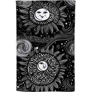 Warren Reed - Designer Moon & Sun White Black Tea Towel Black Warren Reed - Designer Moon & Sun White Black Tea Towel Black