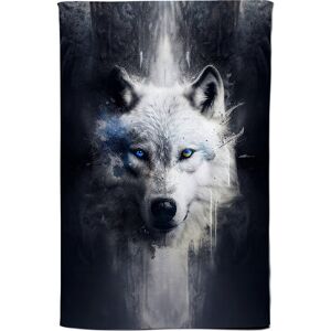 Warren Reed - Designer White Wolf Face Splashart Dark Backgrouns Tea Towel White Warren Reed - Designer White Wolf Face Splashart Dark Backgrouns Tea Towel White