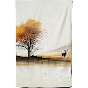 Warren Reed - Designer Autumn Landscape Stag Watercolour Tea Towel in Brown Brown Warren Reed - Designer Autumn Landscape Stag Watercolour Tea Towel in Brown Brown